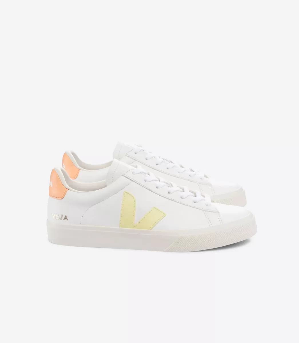 VEJA CAMPO LEATHER WHITE SUN PEACH<MULHER Campo