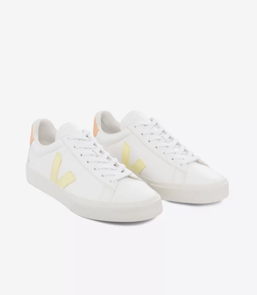 VEJA CAMPO LEATHER WHITE SUN PEACH<MULHER Campo