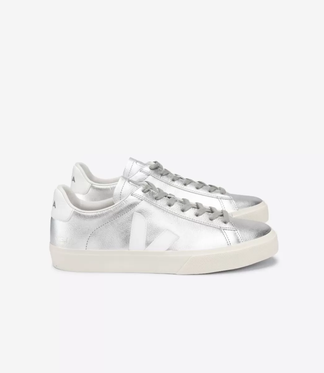 VEJA CAMPO LEATHER SILVER WHITE<MULHER Campo