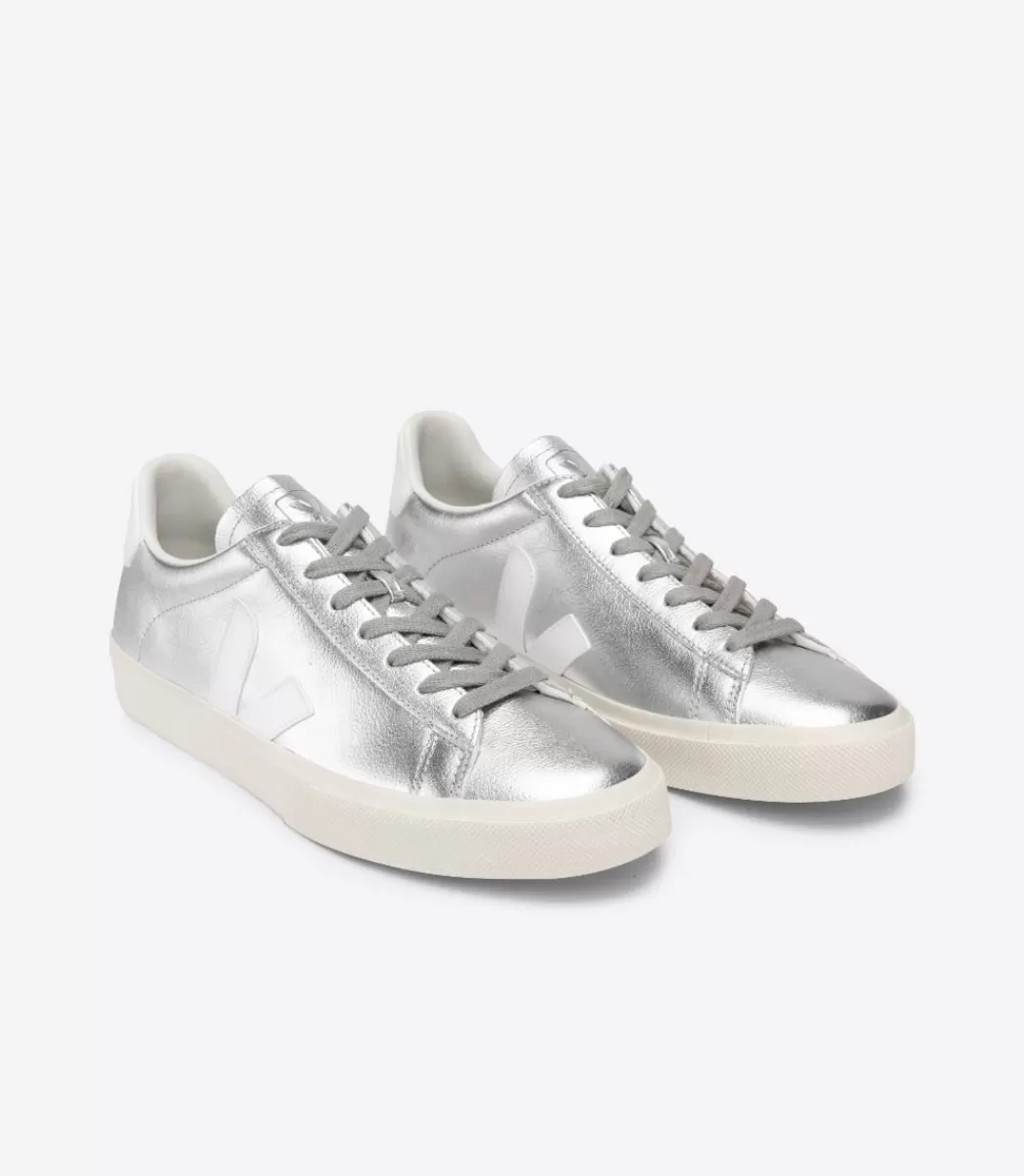 VEJA CAMPO LEATHER SILVER WHITE<MULHER Campo