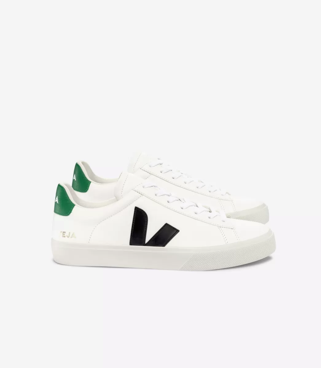 VEJA CAMPO LEATHER WHITE BLACK EMERAUDE< Adulto