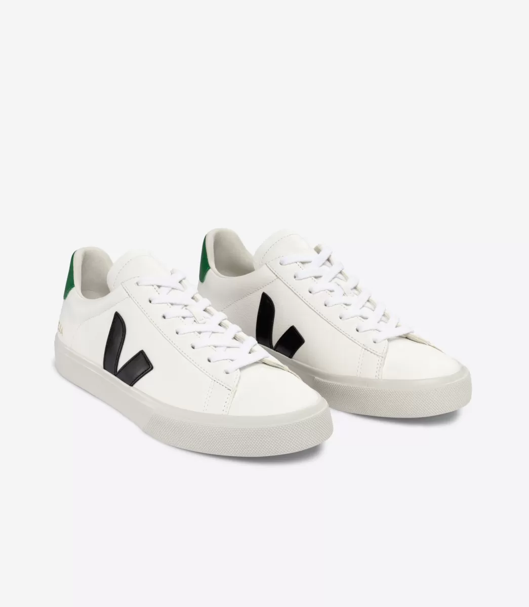 VEJA CAMPO LEATHER WHITE BLACK EMERAUDE< Adulto