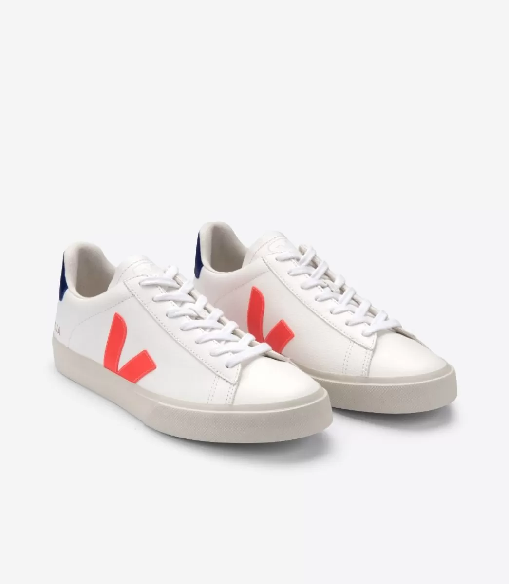 VEJA CAMPO LEATHER WHITE COBALT ORANGE FLUO<MULHER Campo | Campo