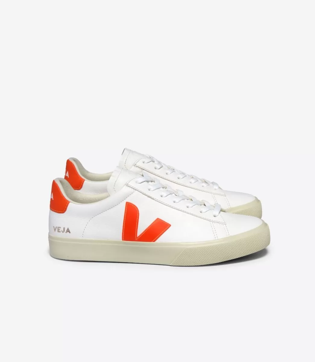 VEJA CAMPO LEATHER WHITE ORANGE FLUO<MULHER Campo | Campo