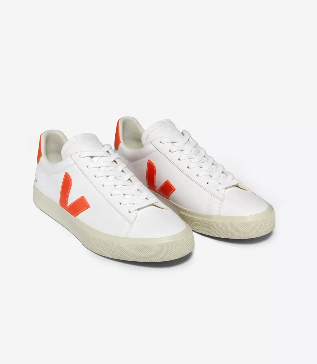 VEJA CAMPO LEATHER WHITE ORANGE FLUO<MULHER Campo | Campo