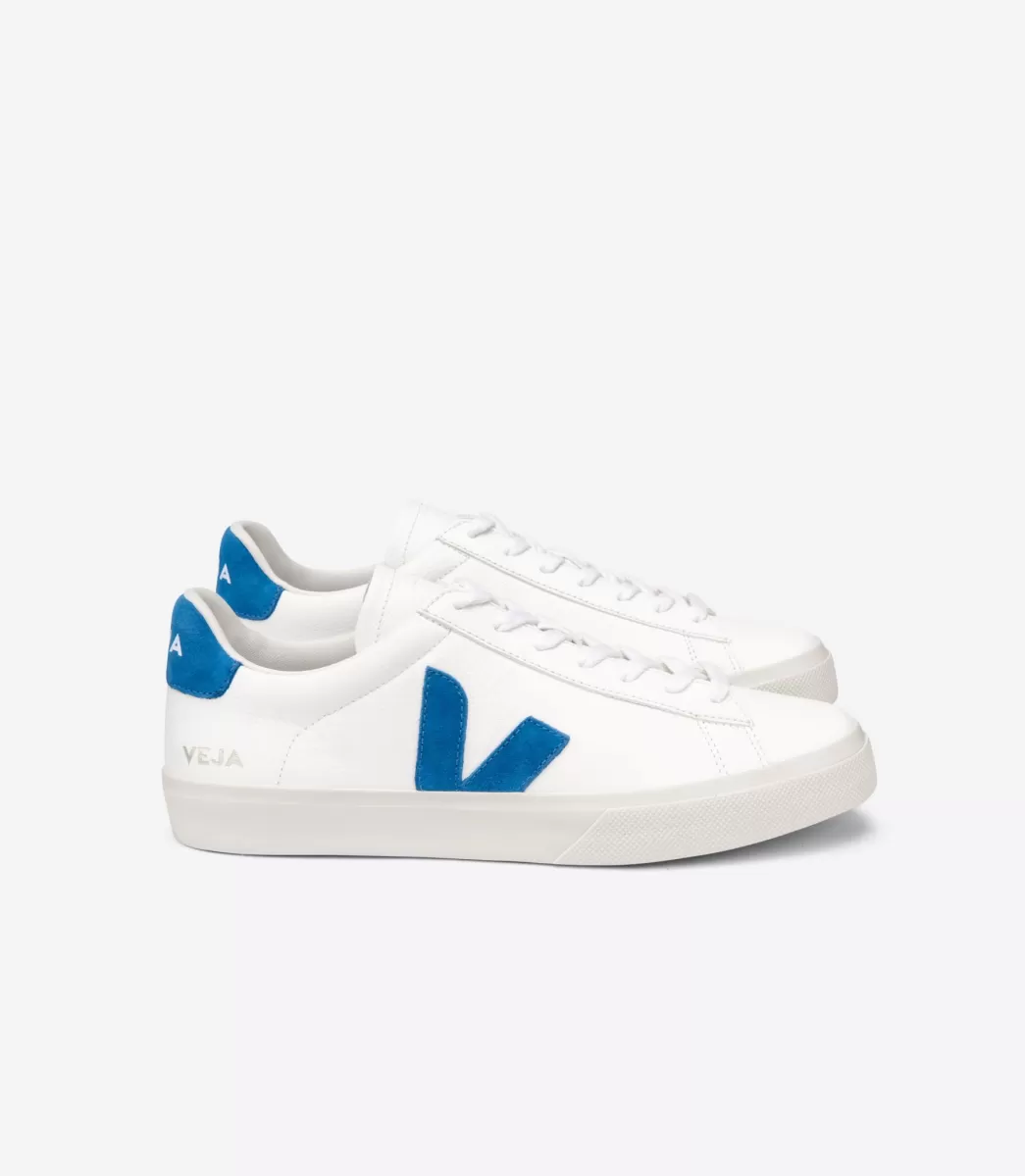 VEJA CAMPO LEATHER WHITE SWEDISH BLUE< Adulto