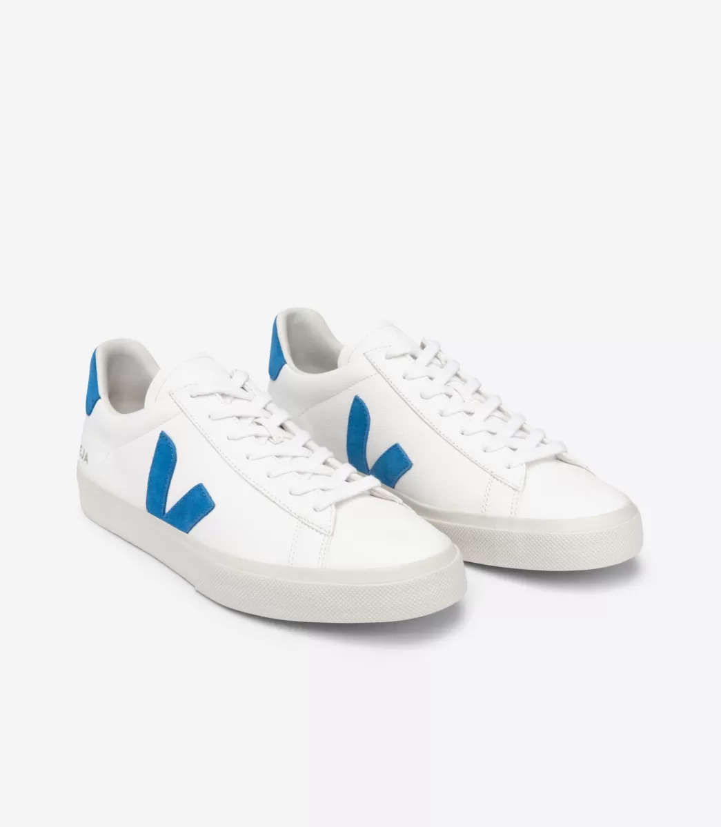 VEJA CAMPO LEATHER WHITE SWEDISH BLUE< Adulto