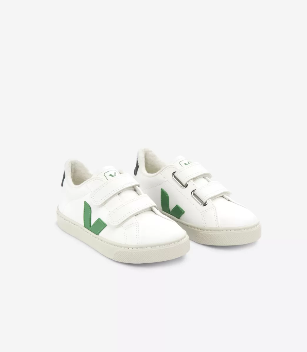 VEJA ESPLAR FURED LEATHER WHITE EMERAUDE< Esplar