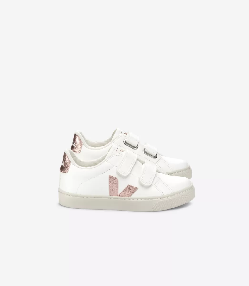 VEJA ESPLAR FURED LEATHER WHITE NACRE< Esplar