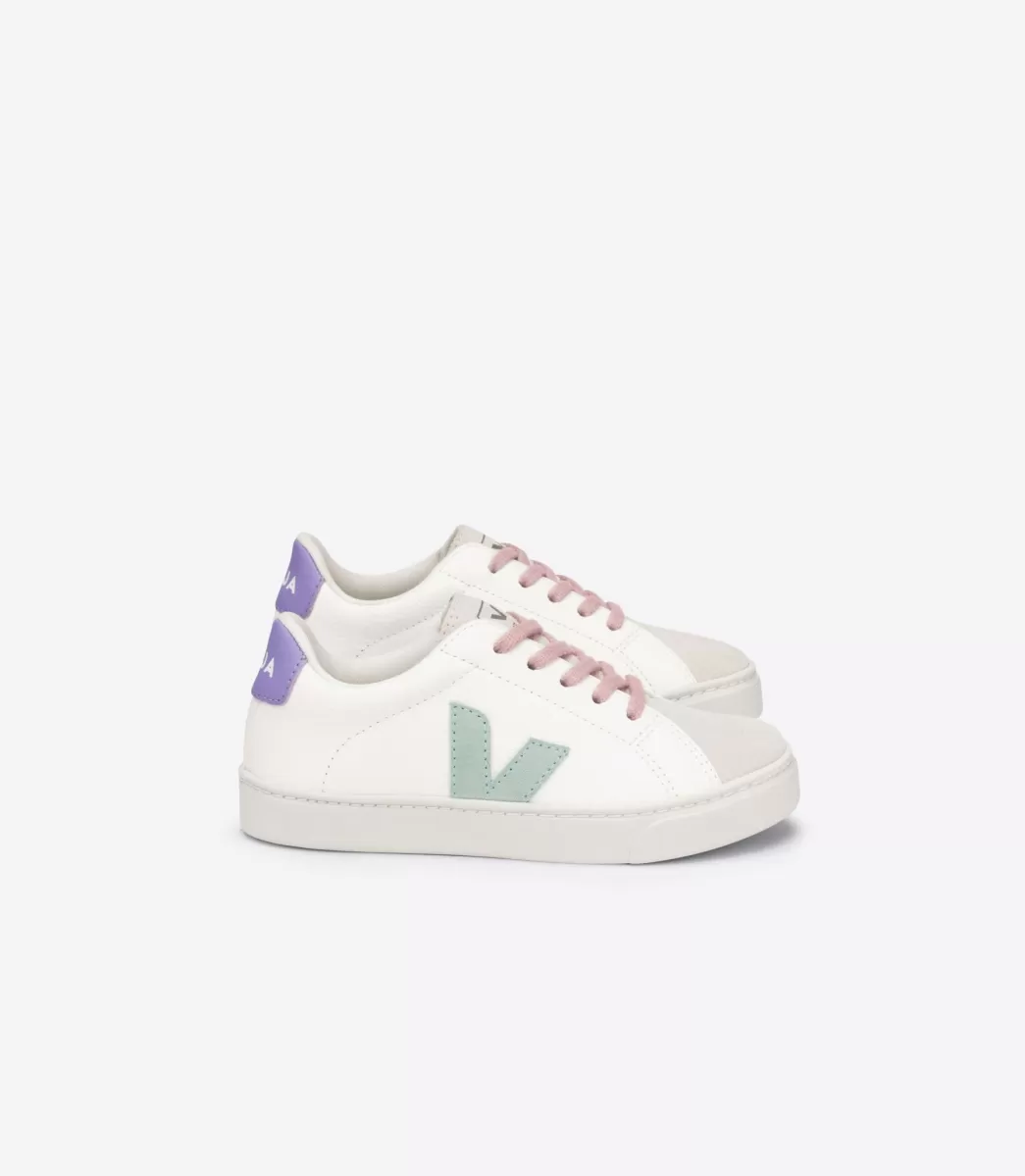 VEJA ESPLAR LACES LEATHER WHITE MATCHA LAVANDE< Esplar