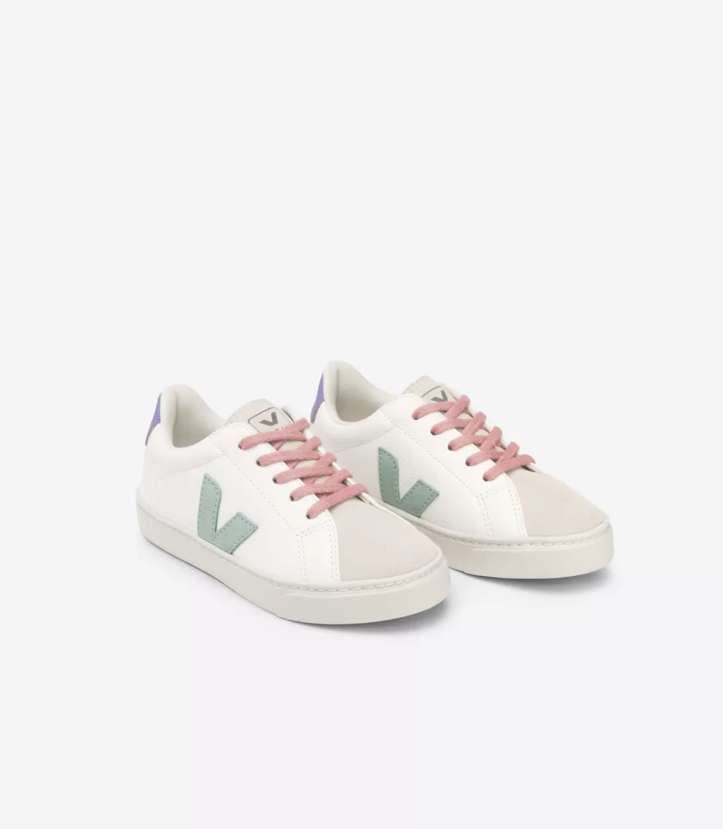 VEJA ESPLAR LACES LEATHER WHITE MATCHA LAVANDE< Esplar