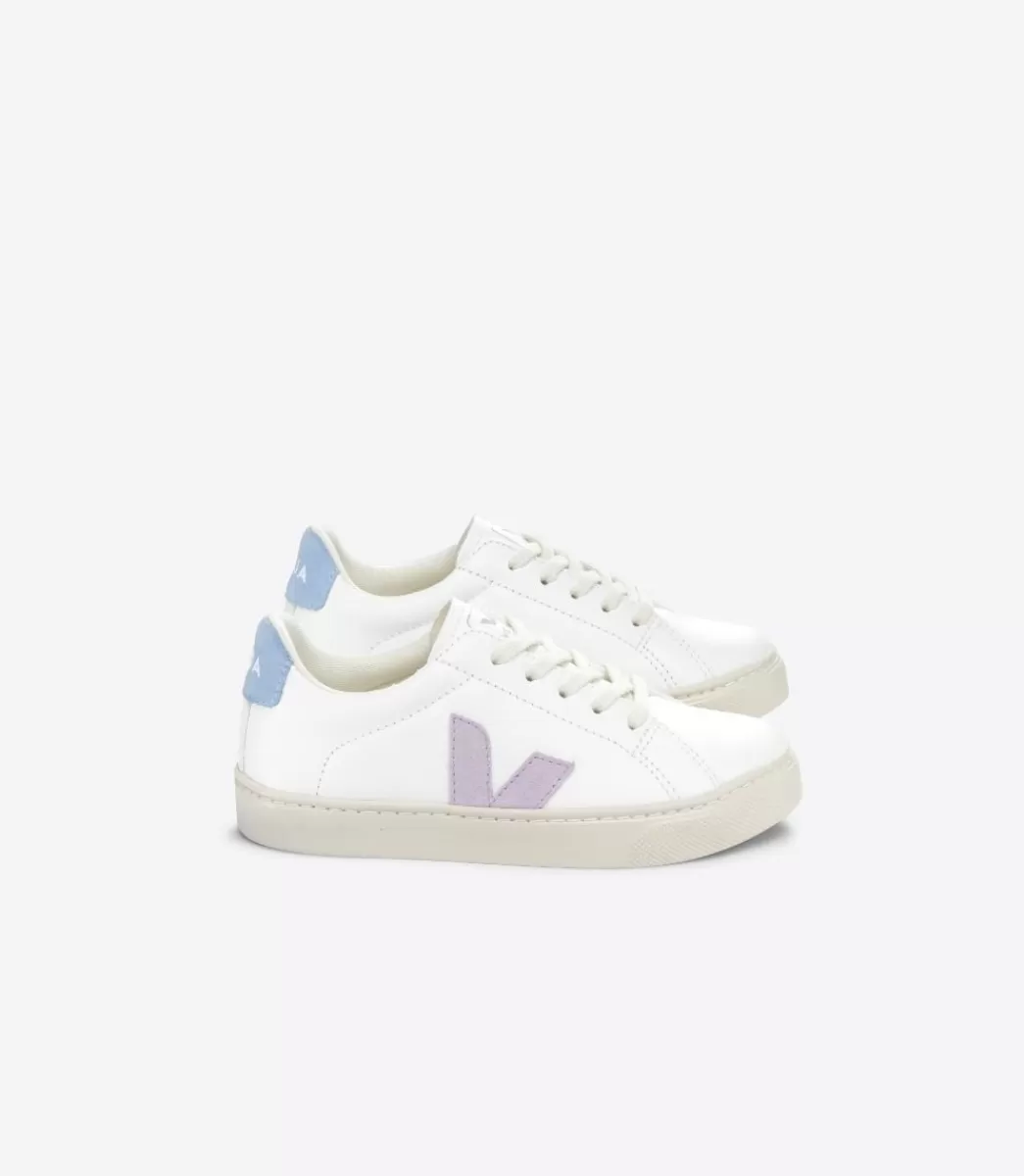 VEJA ESPLAR LACES LEATHER WHITE PARME STEEL< Esplar