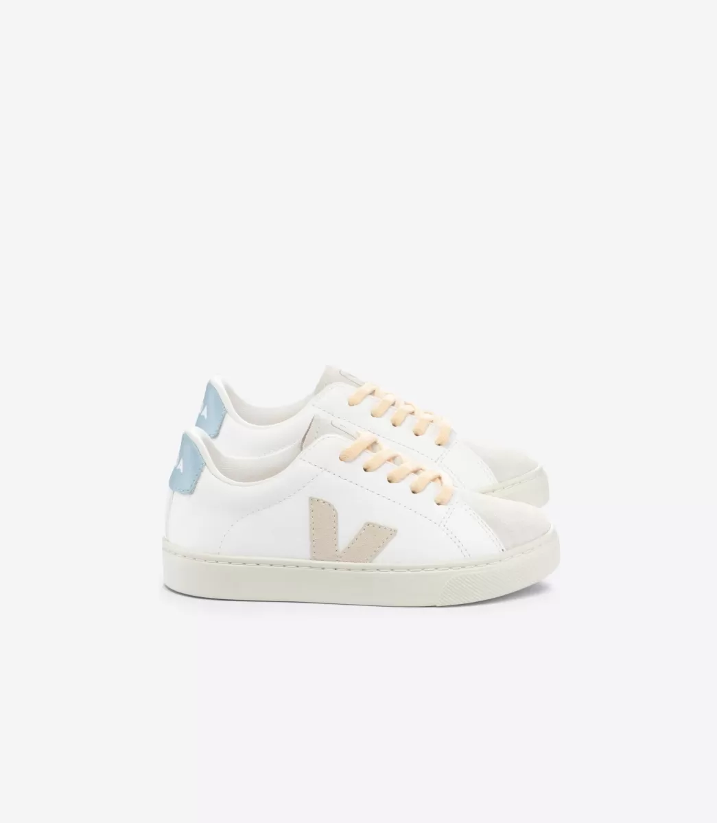 VEJA ESPLAR LACES LEATHER WHITE SABLE STEEL< Esplar