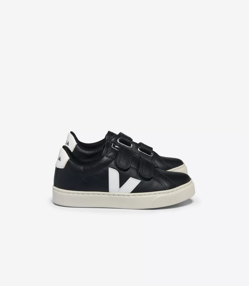 VEJA ESPLAR LEATHER BLACK WHITE< Esplar