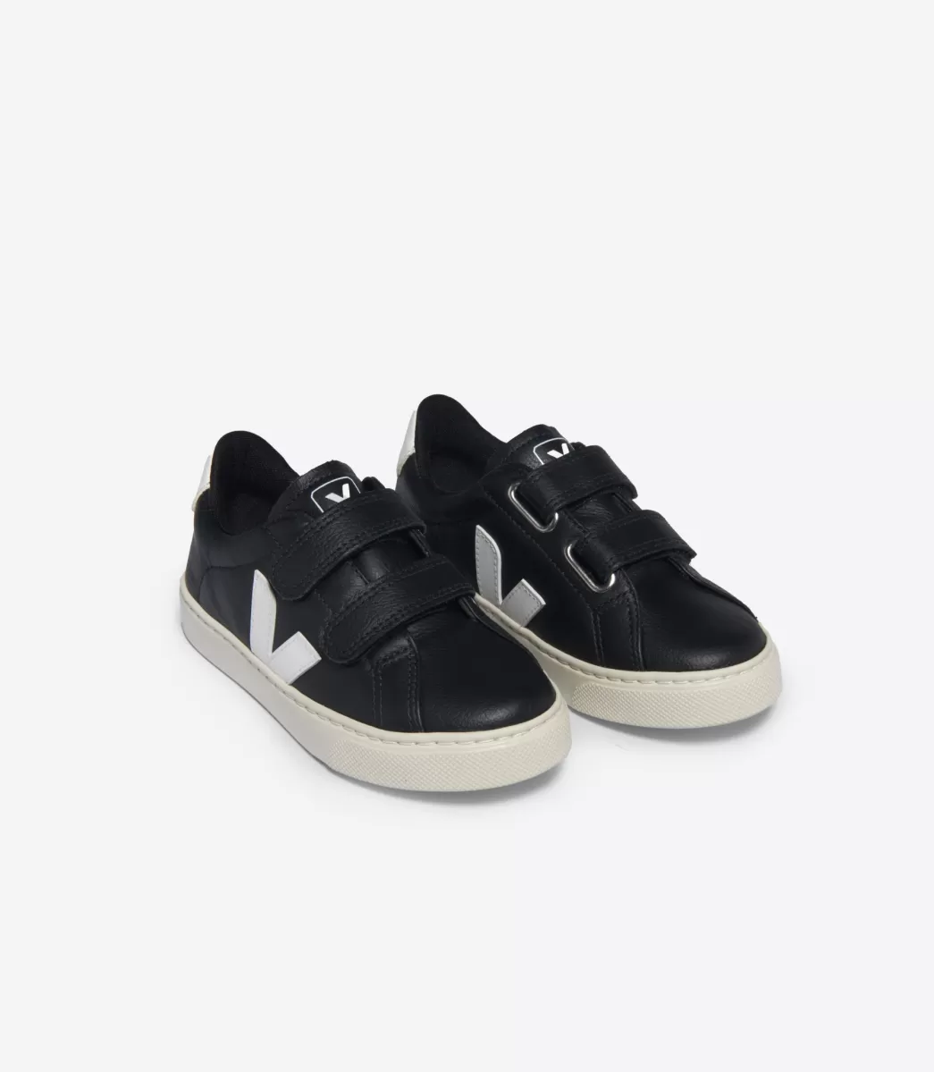 VEJA ESPLAR LEATHER BLACK WHITE< Esplar