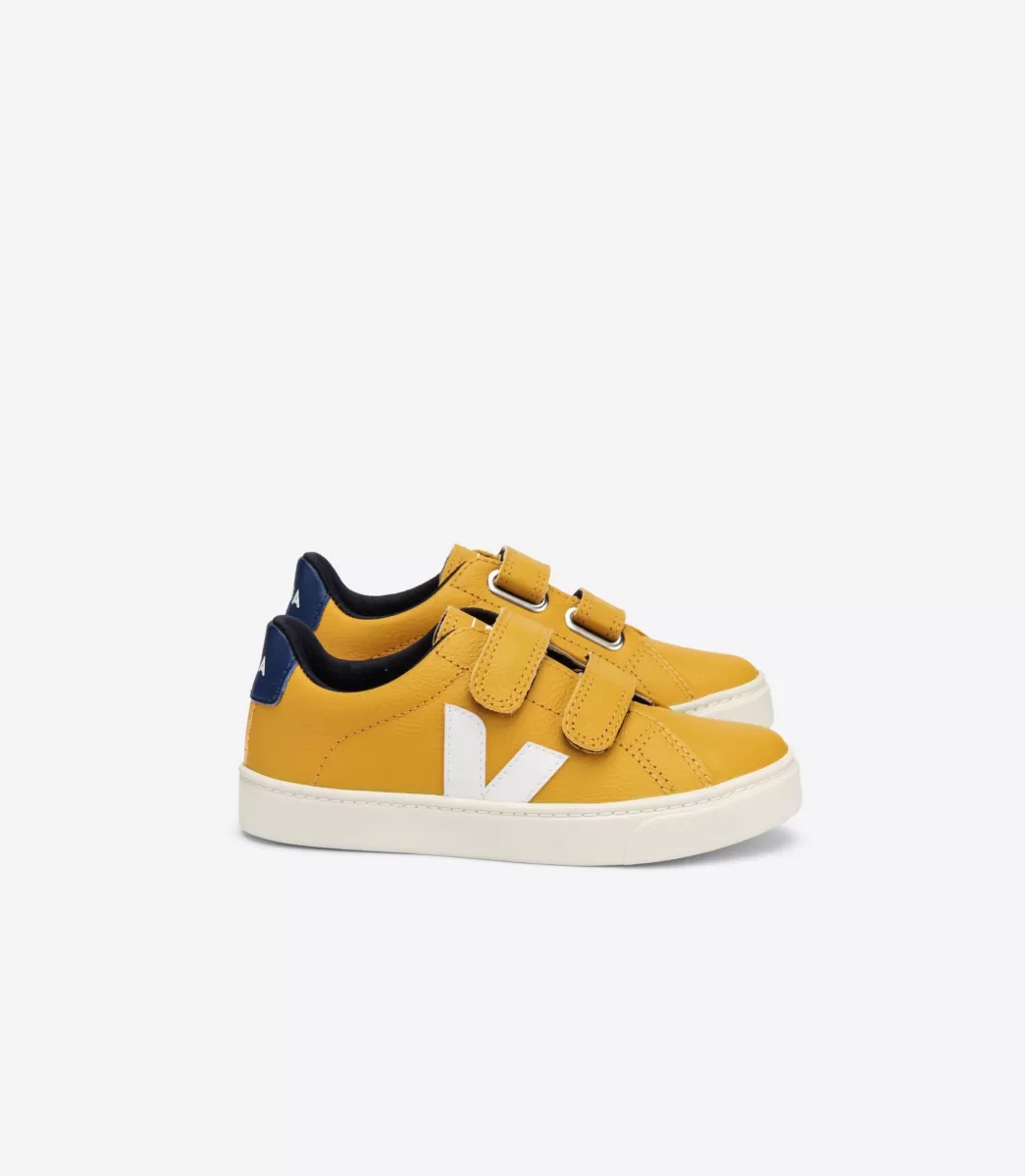 VEJA ESPLAR LEATHER MOUTARDE WHITE COBALT< Esplar