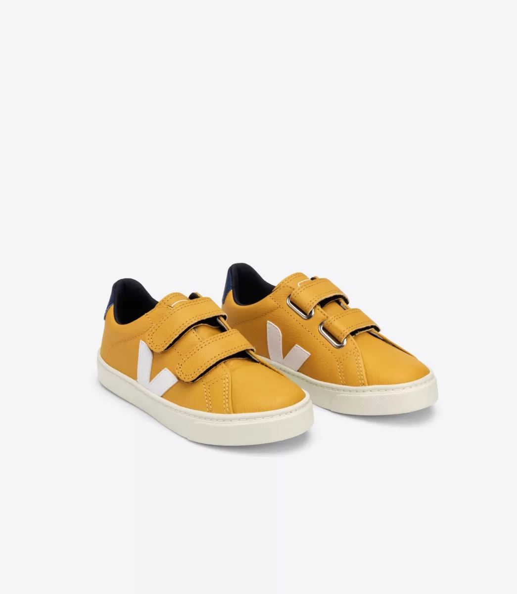 VEJA ESPLAR LEATHER MOUTARDE WHITE COBALT< Esplar