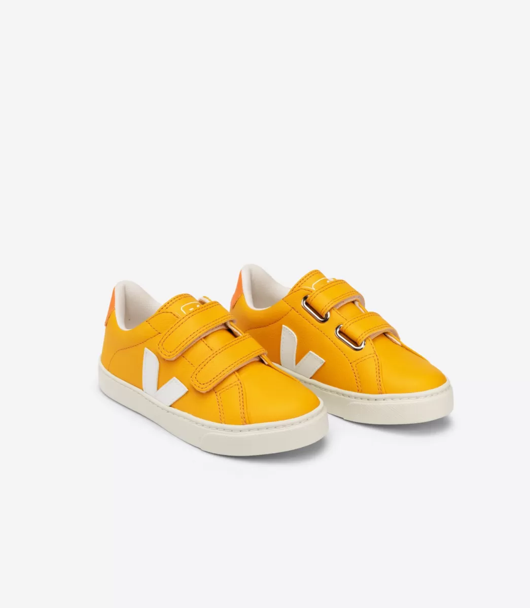 VEJA ESPLAR LEATHER OURO WHITE< Esplar