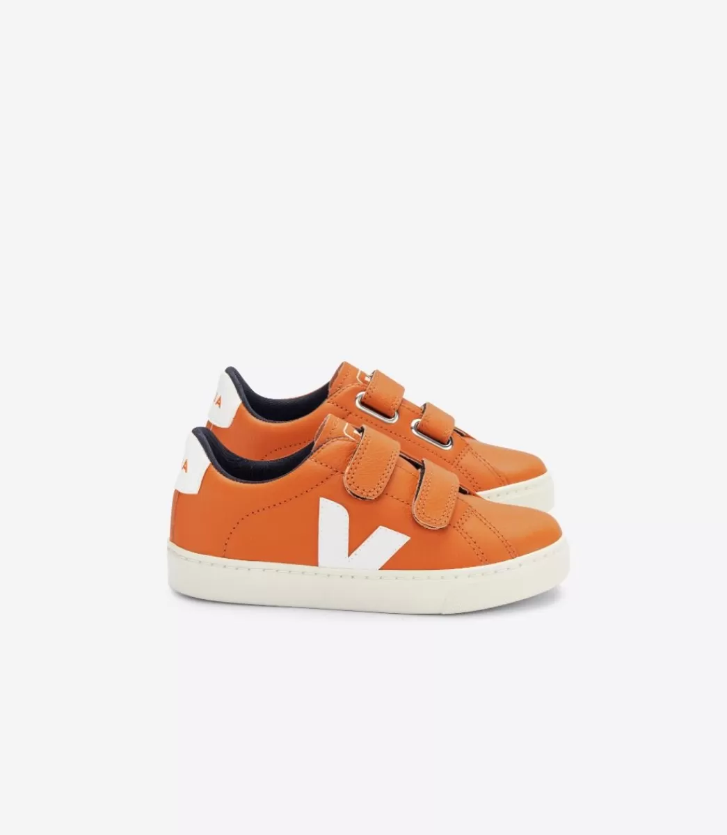 VEJA ESPLAR LEATHER PUMPKIN WHITE< Esplar