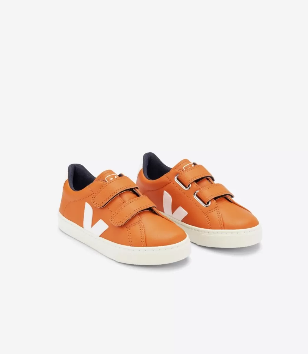 VEJA ESPLAR LEATHER PUMPKIN WHITE< Esplar