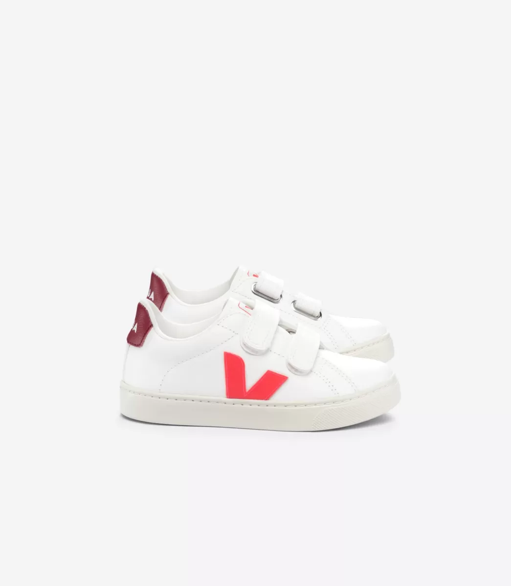 VEJA ESPLAR LEATHER WHITE ROSE FLUO MARSALA<Crianças Crianças