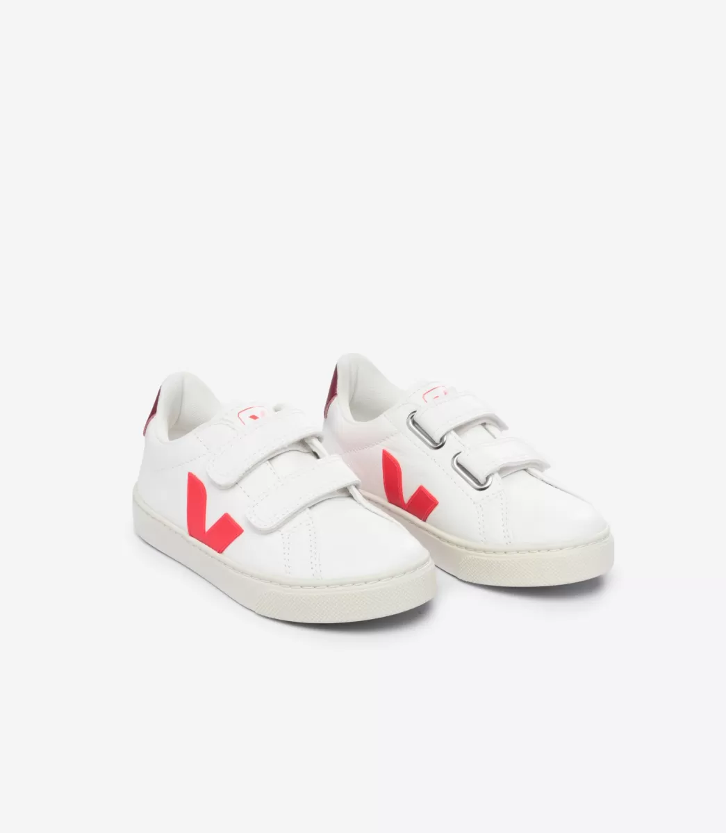 VEJA ESPLAR LEATHER WHITE ROSE FLUO MARSALA<Crianças Crianças