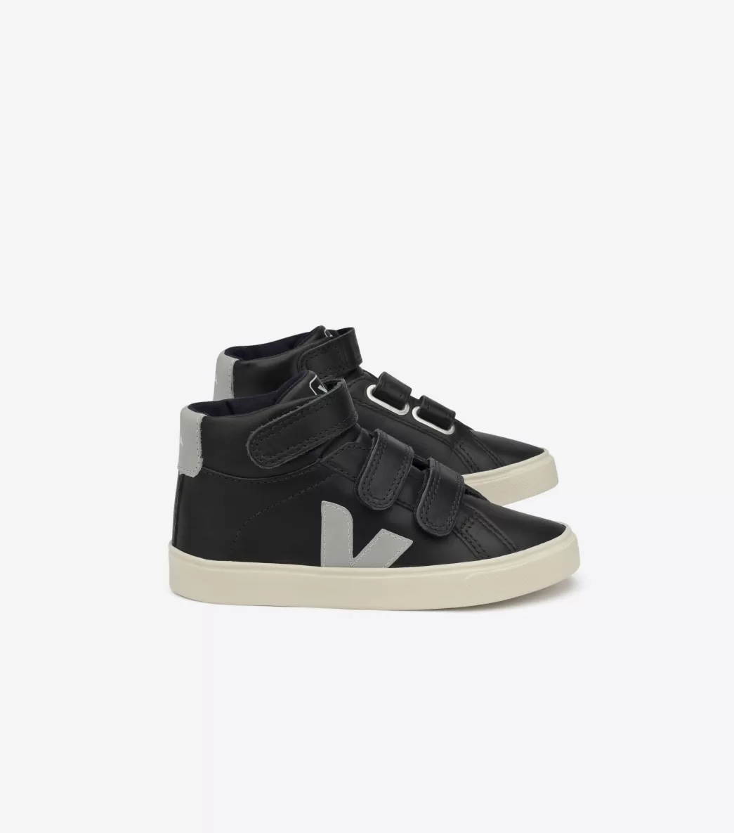 VEJA ESPLAR MID LEATHER BLACK GREY<Crianças Crianças