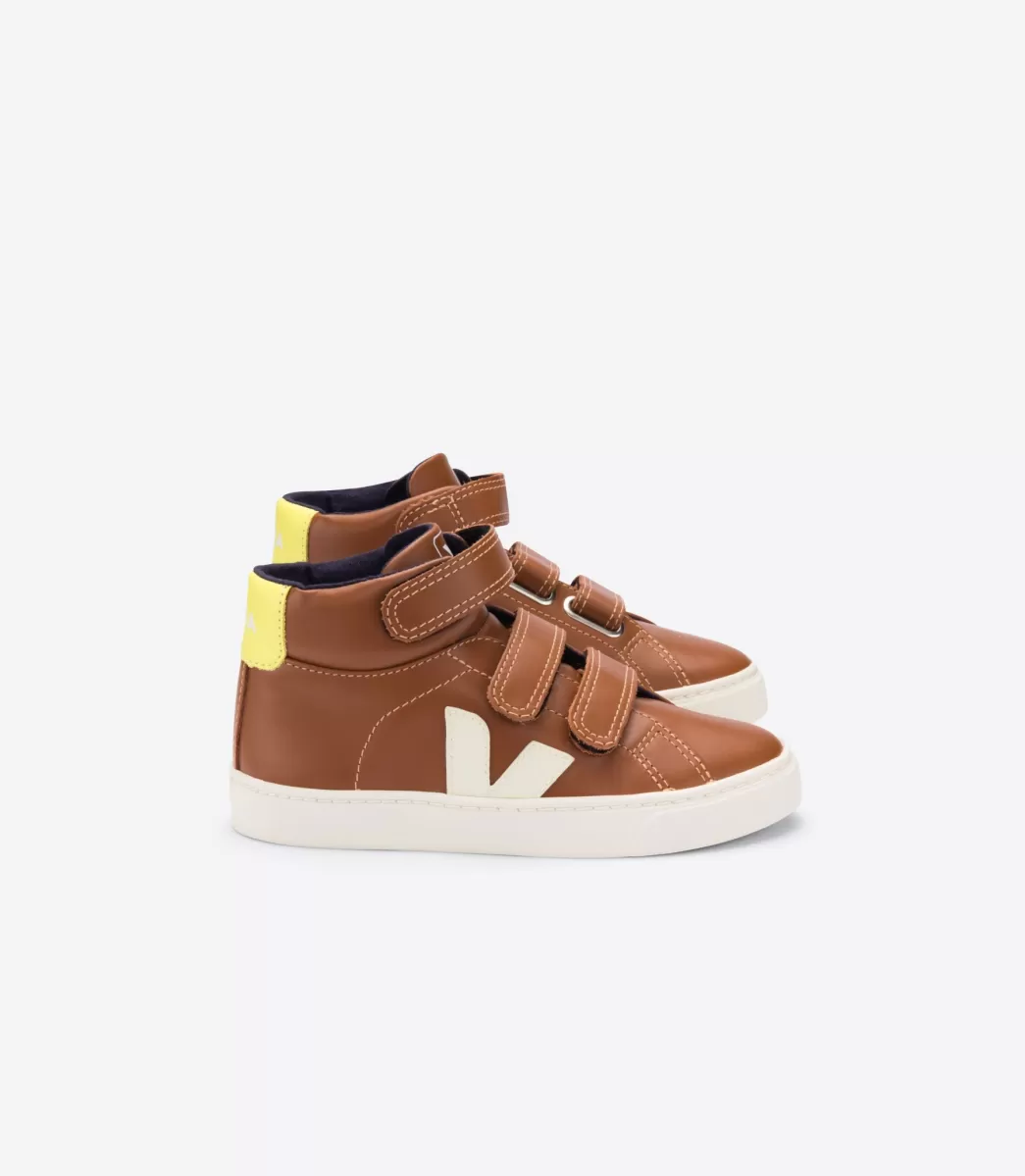 VEJA ESPLAR MID LEATHER TUILE PIERRE JAUNE FLUO<Crianças Crianças