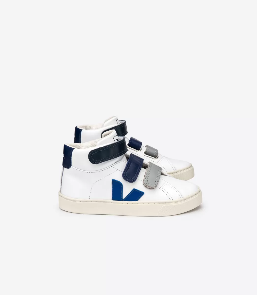 VEJA ESPLAR MID LEATHER WHITE BLUE<Crianças Crianças