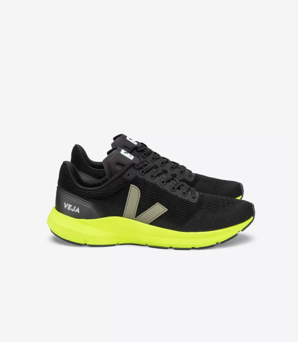 VEJA MARLIN LT V-KNIT BLACK KAKI JAUNE FLUO< Adulto