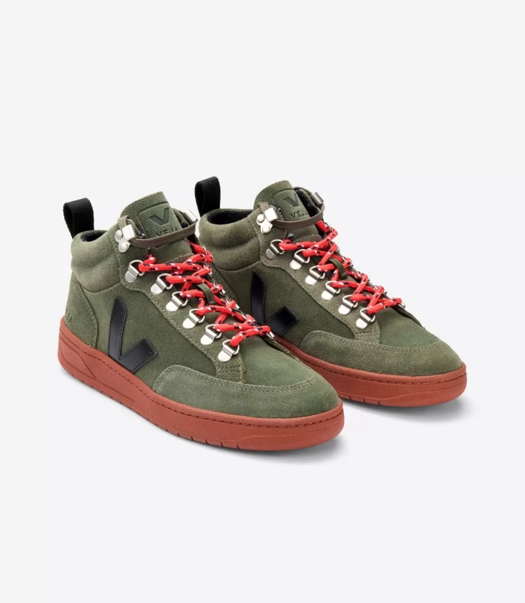 VEJA RORAIMA SUEDE OLIVE BLACK RUST SOLE< Adulto