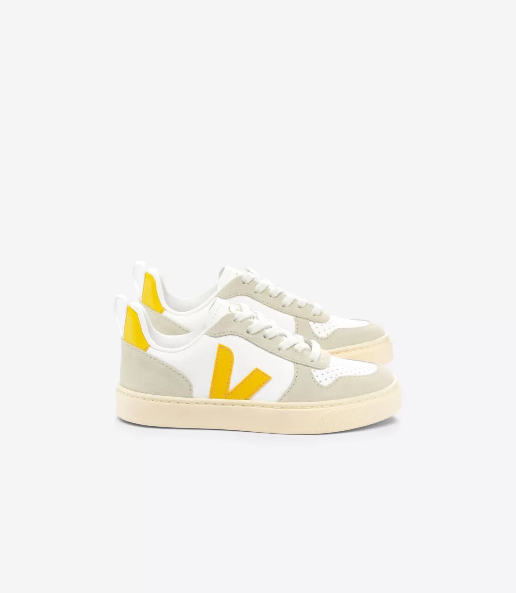 VEJA V-10 LEATHER WHITE OURO ALMOND< V-10