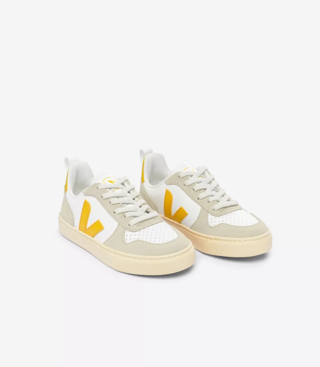 VEJA V-10 LEATHER WHITE OURO ALMOND< V-10