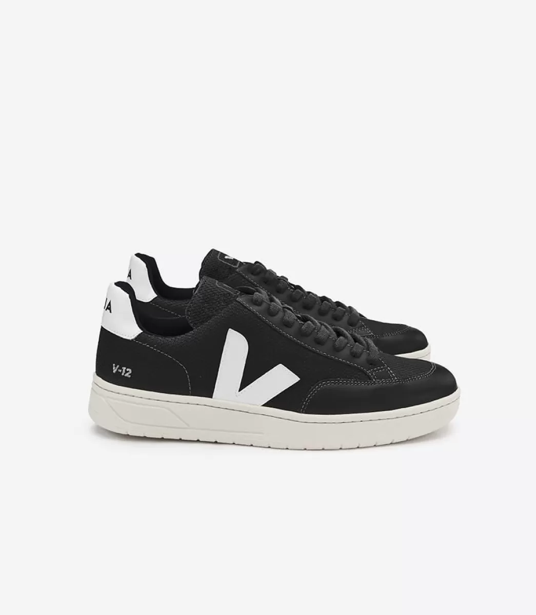 VEJA V-12 B-MESH BLACK WHITE< Adulto