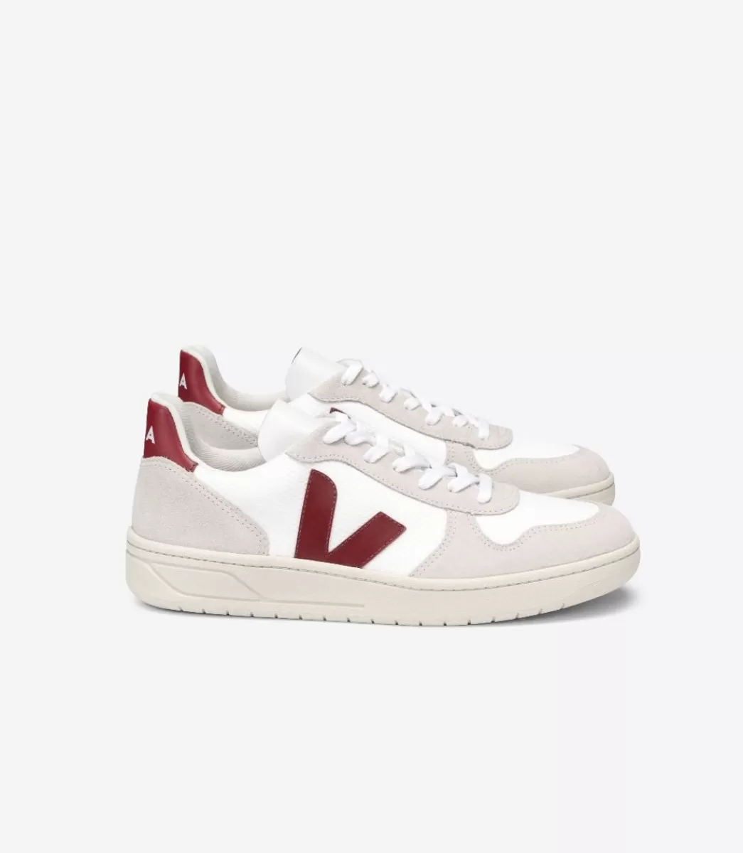 VEJA V-10 B-MESH WHITE NATURAL MARSALA<MULHER V-10 | V-10