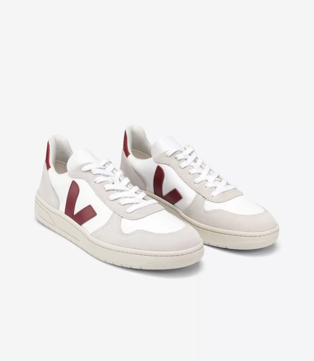 VEJA V-10 B-MESH WHITE NATURAL MARSALA<MULHER V-10 | V-10