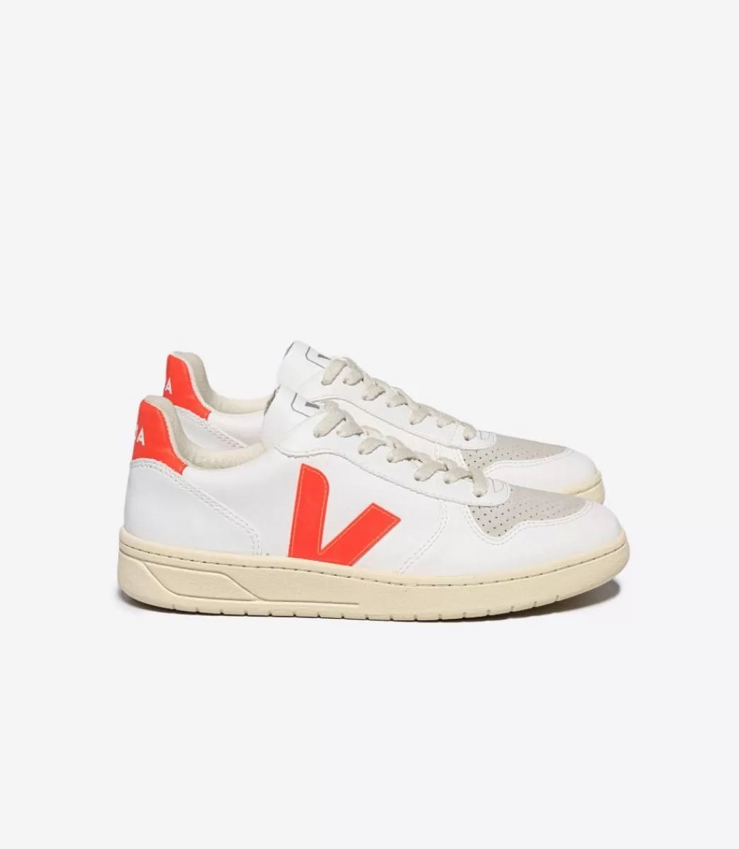 VEJA V-10 CWL WHITE ORANGE FLUO<MULHER Adulto | Vegan