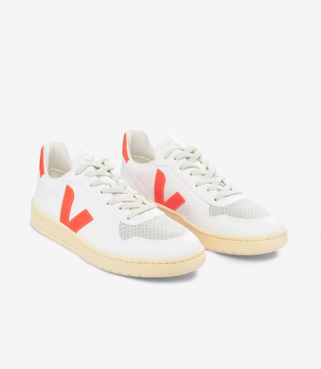 VEJA V-10 CWL WHITE ORANGE FLUO<MULHER Adulto | Vegan