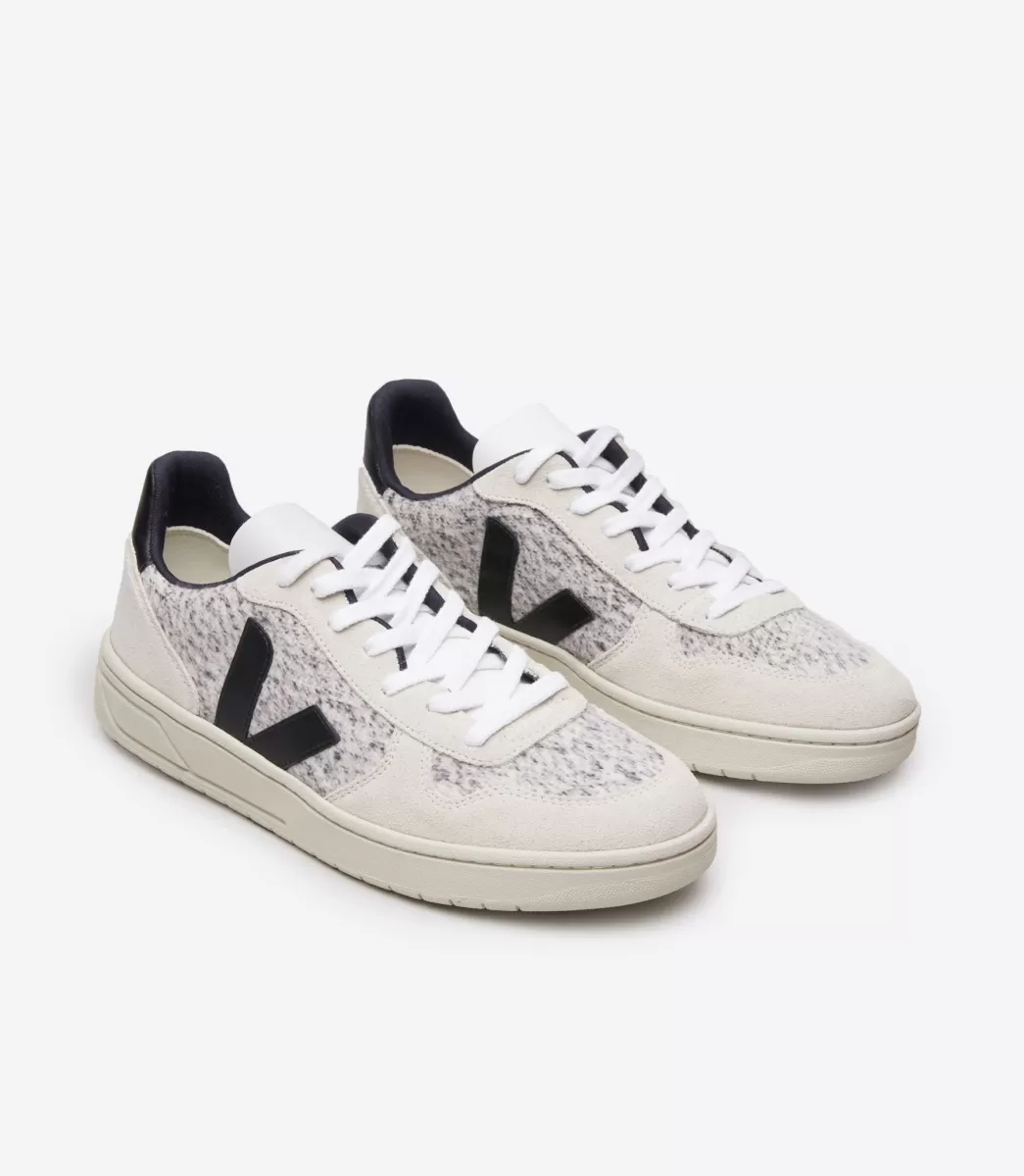 VEJA V-10 FLANNEL SNOW BLACK<MULHER V-10 | V-10