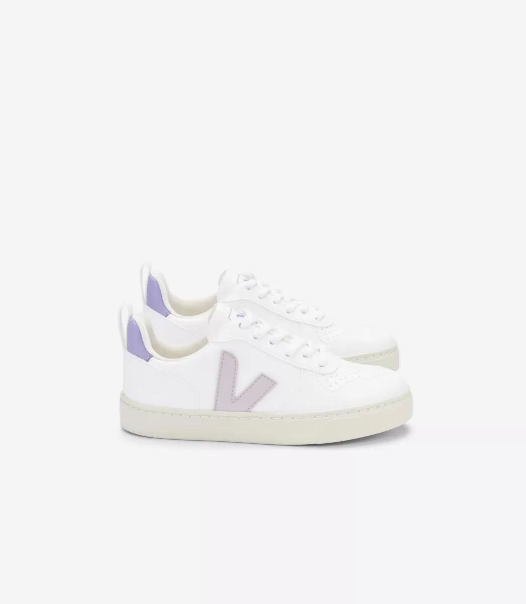 VEJA V-10 LACES CWL WHITE PARME LAVANDE<Crianças Crianças