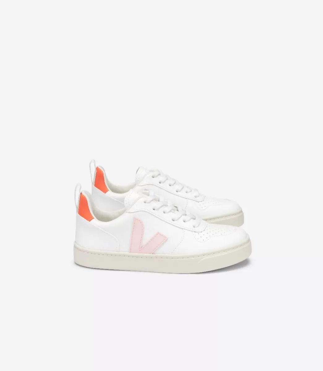 VEJA V-10 LACES CWL WHITE PETALE ORANGE FLUO<Crianças Crianças