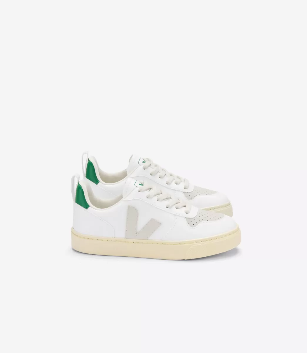 VEJA V-10 LACES CWL WHITE PIERRE EMERAUDE< Criança | Vegan