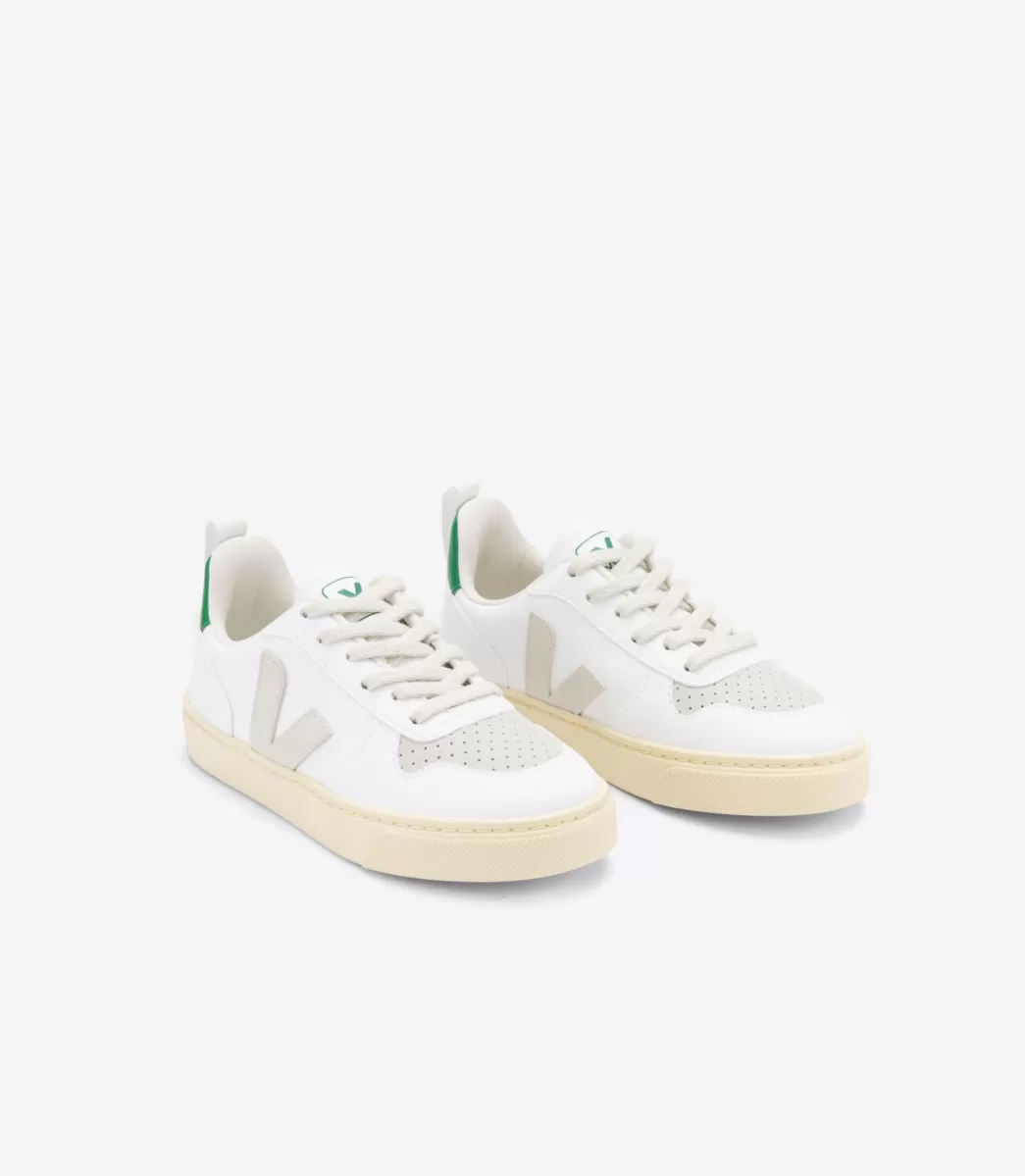 VEJA V-10 LACES CWL WHITE PIERRE EMERAUDE< Criança | Vegan