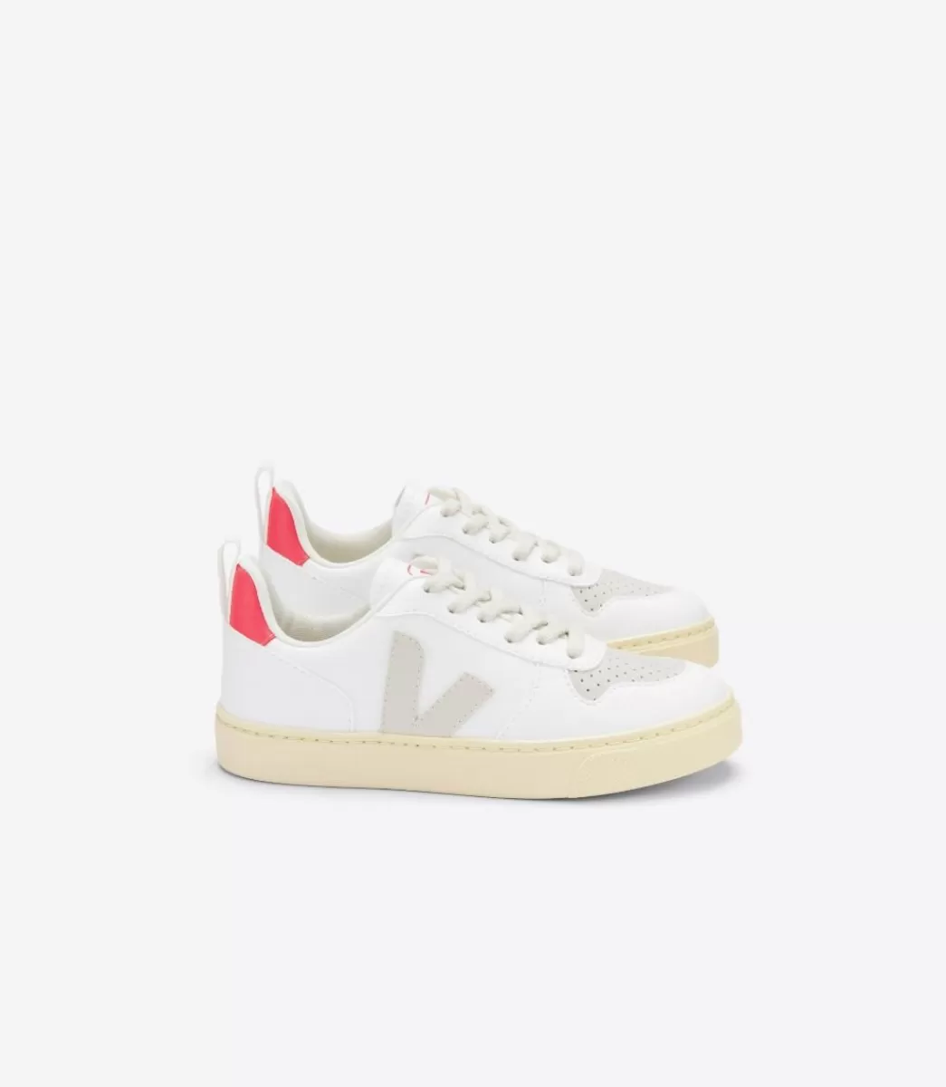 VEJA V-10 LACES CWL WHITE PIERRE ROSE FLUO< Criança | Vegan