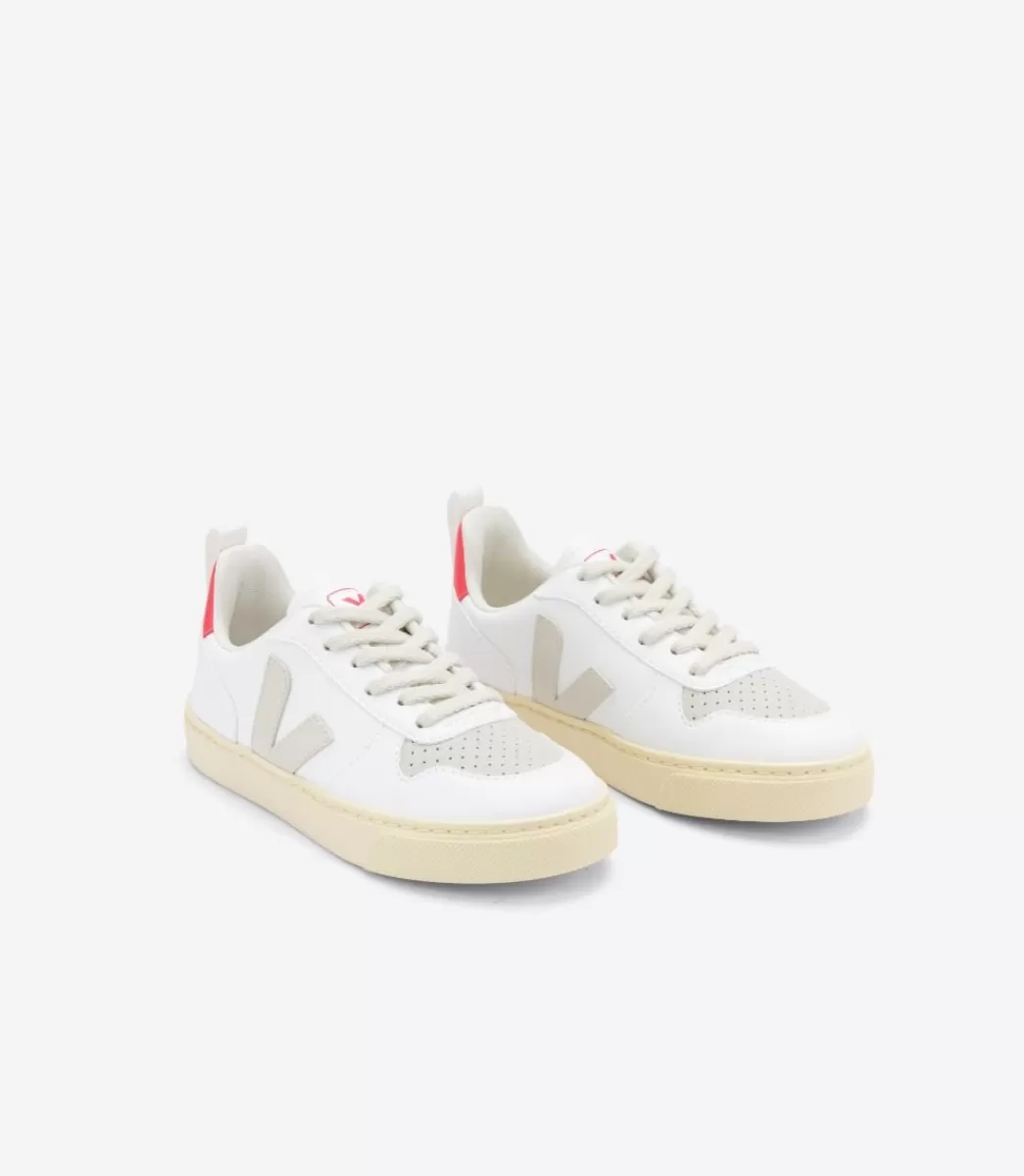 VEJA V-10 LACES CWL WHITE PIERRE ROSE FLUO< Criança | Vegan