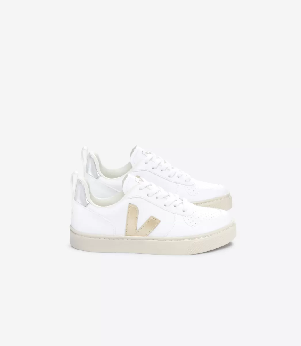 VEJA V-10 LACES CWL WHITE PLATINE SILVER< Criança | Vegan