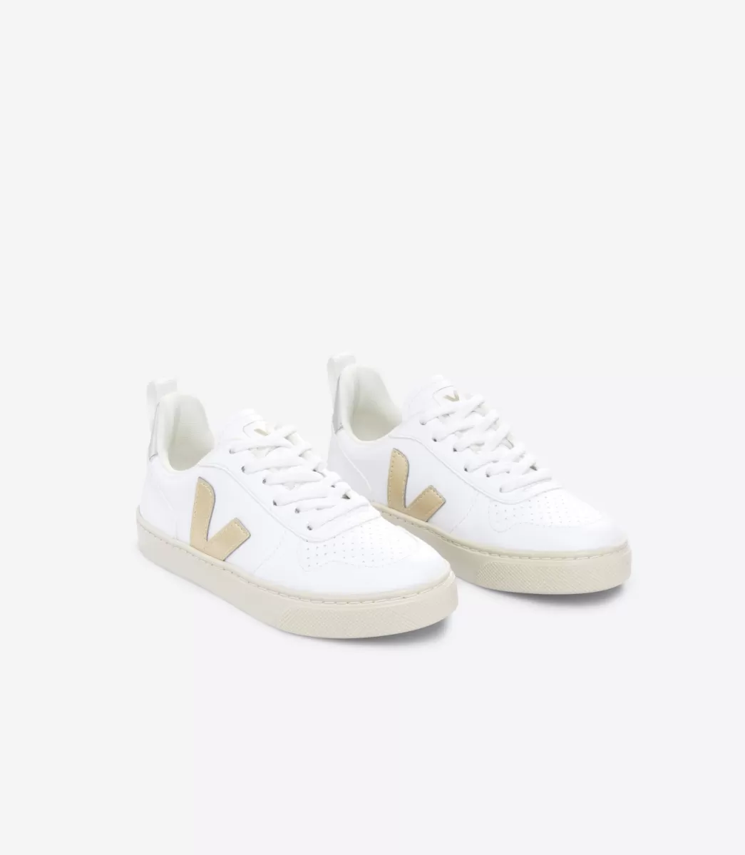 VEJA V-10 LACES CWL WHITE PLATINE SILVER< Criança | Vegan