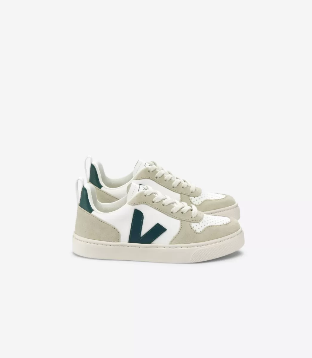 VEJA V-10 LACES LEATHER WHITE BRITTANY ALMOND< V-10