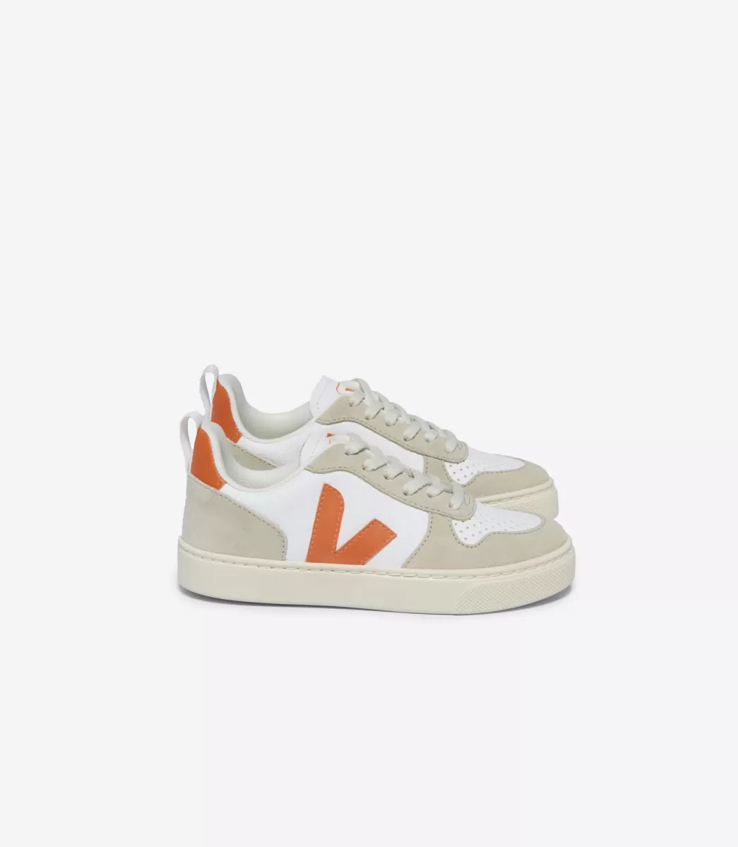 VEJA V-10 LACES LEATHER WHITE FURY ALMOND< V-10