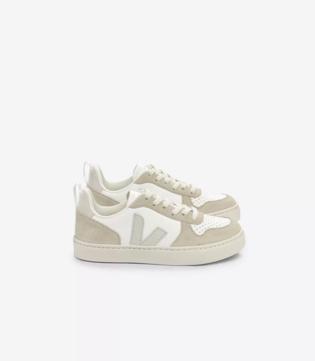 VEJA V-10 LACES LEATHER WHITE NATURAL ALMOND< V-10